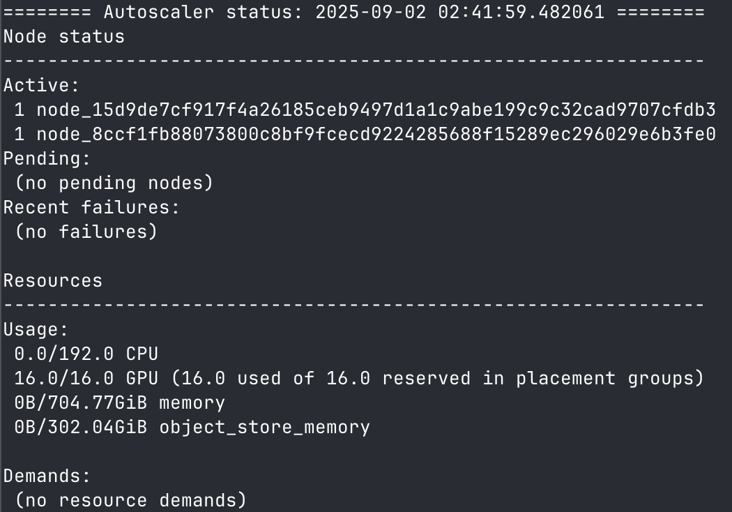 example of a 2 node Ray cluster